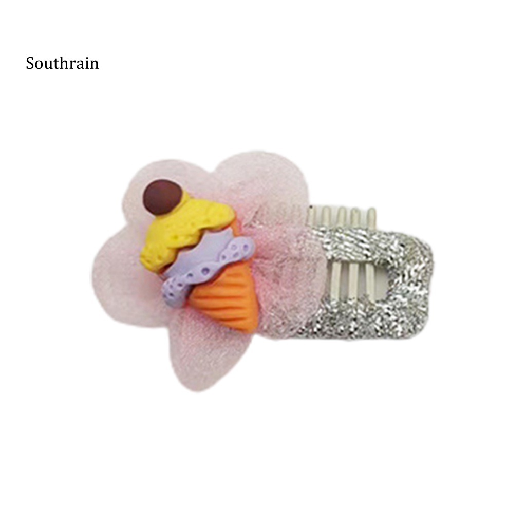 Kẹp Tóc Trang Trí Hình Cây Kem Hoạt Hình Siêu Nhẹ Không Gây Kích Ứng Bằng Thép Titan Dễ Sử Dụng Cho Thú Cưng