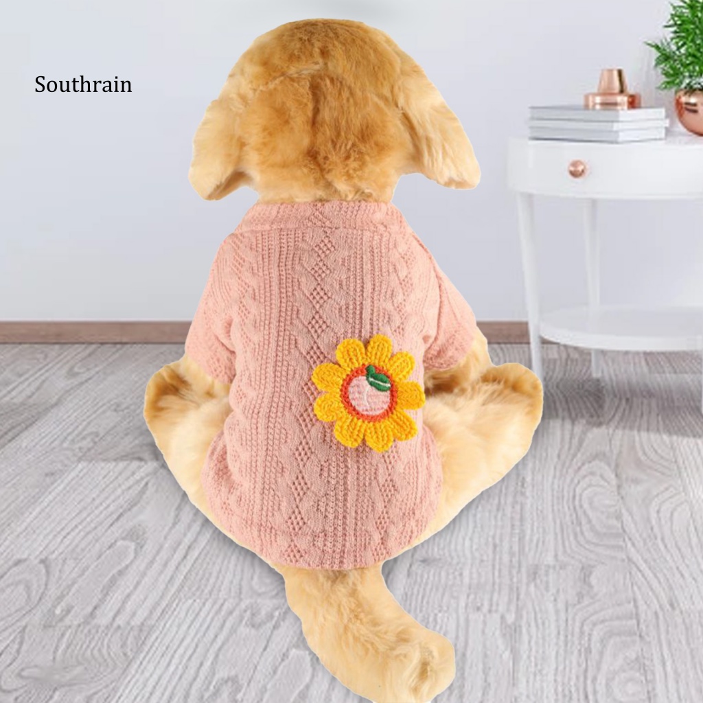 Áo Sweater Dệt Kim In Hoa Hướng Dương Thân Thiện Với Da Cho Cún Cưng