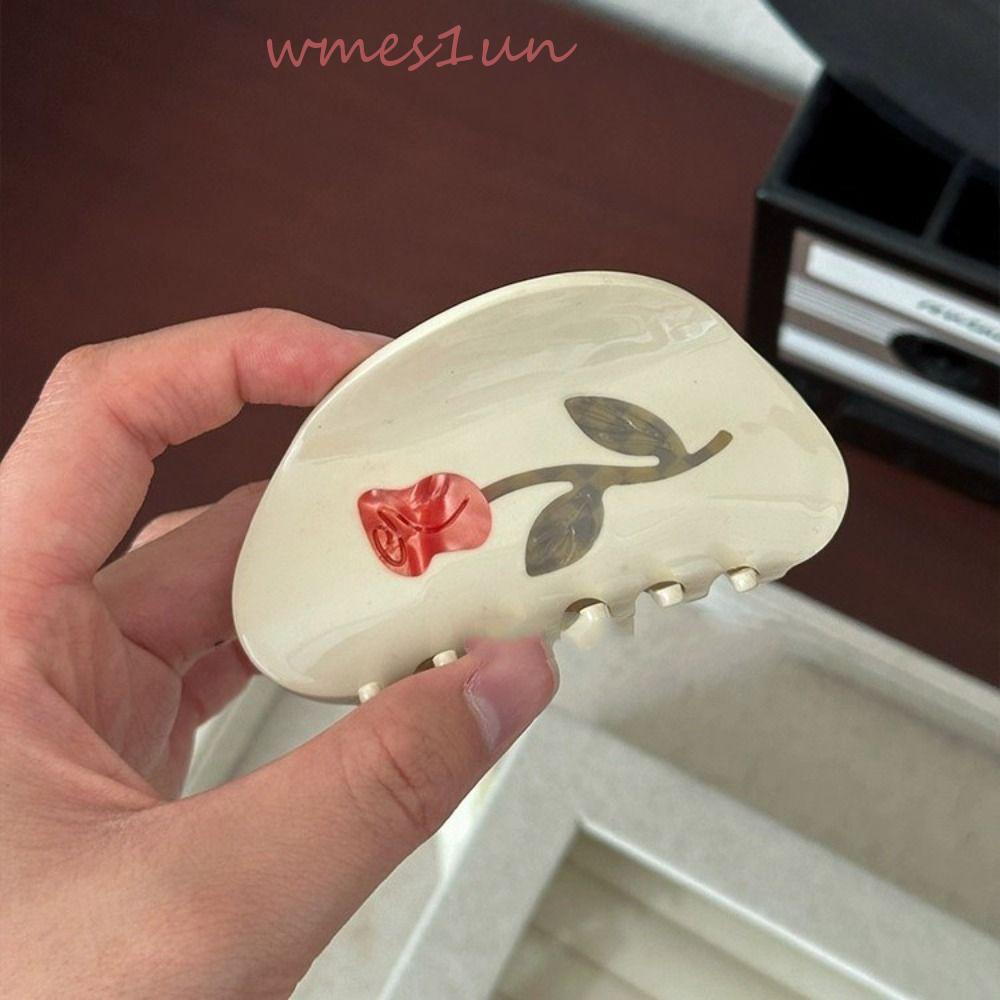 Kẹp Tóc Đuôi Ngựa Bằng Nhựa Họa Tiết Hoa Hồng Hoạt Hình Phong Cách Hàn Quốc Ngọt Ngào WMES15H