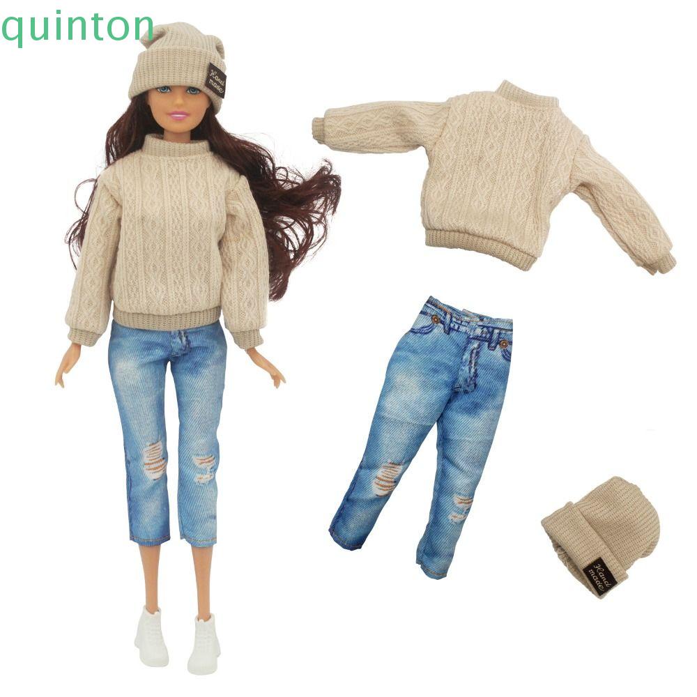 Quần Jean + Áo Sweater + Nón Cho Búp Bê Ob11 1 / 6 BJD 30cm