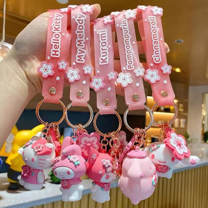Móc Chìa Khóa Hình Búp Bê Anime Kuromi Sanrio Hello Kitty Cinnamoroll Dễ Thương