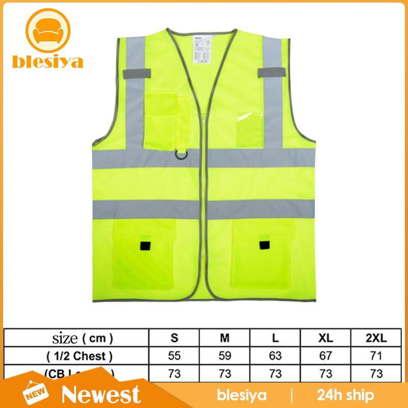 [Blesiya] Áo Bảo Hộ Lao Động Không Tay Phản Quang Thoải Mái An Toàn Cho Công Trường Giao Thông Ngoà