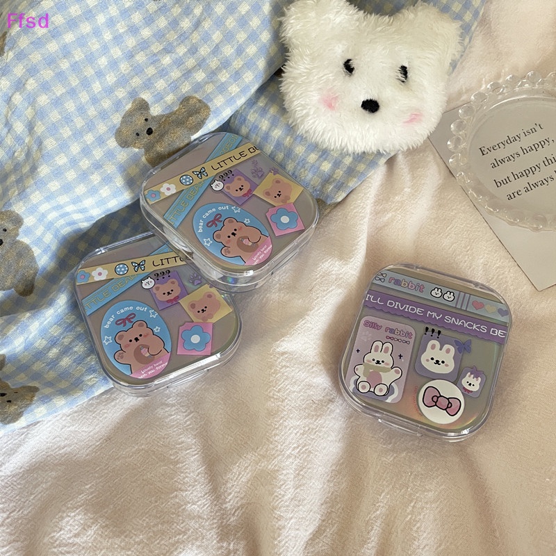 {Ffsd} Hộp Đựng Kính Áp Tròng Hình Gấu Màu Laser Đơn Giản Nhỏ Gọn Tươi Mới Phong Cách INS Làm Quà Tặng * Bán Chạy