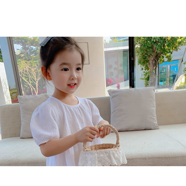 Áo Sơ Mi Vải Lanh Cotton Màu Sắc Đơn Giản Phong Cách Hàn Quốc Cho Bé Gái