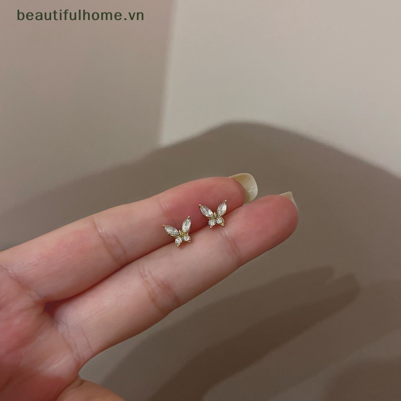 Bông Tai Hình Bướm Đính Pha Lê Thời Trang Dành Cho Nữ