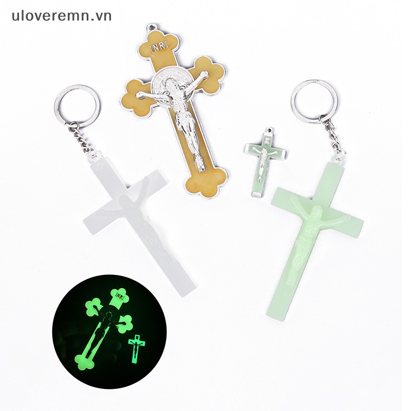 Uloveremn Móc Khóa Hình Thánh Giá Bằng Kim Loại Phát Sáng Dành Cho Nam Nữ