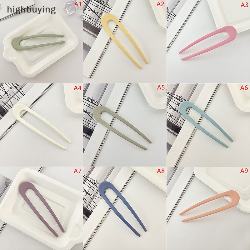 1 Trâm Cài Tóc Chữ U Bằng Nhựa Màu Trơn Trang Nhã Cho Nữ