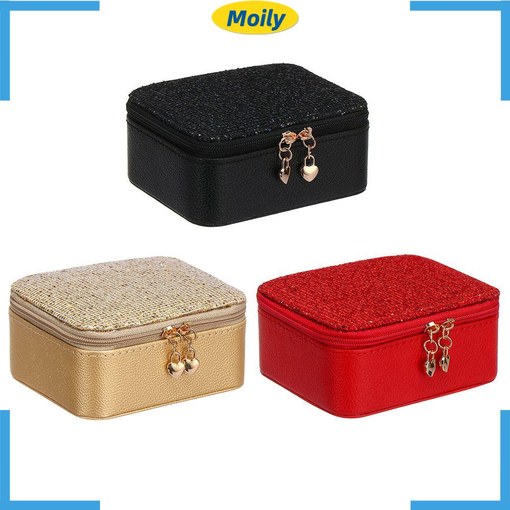 Túi Đựng Trang Sức Bằng Da PU Đính Kim Sa Lấp Lánh