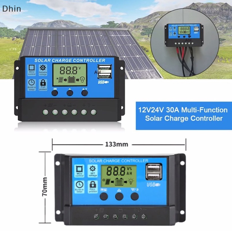 Thiết Bị Điều Khiển Năng Lượng Mặt Trời 10A 20A 30A 12V / 24V PWM Màn Hình LCD