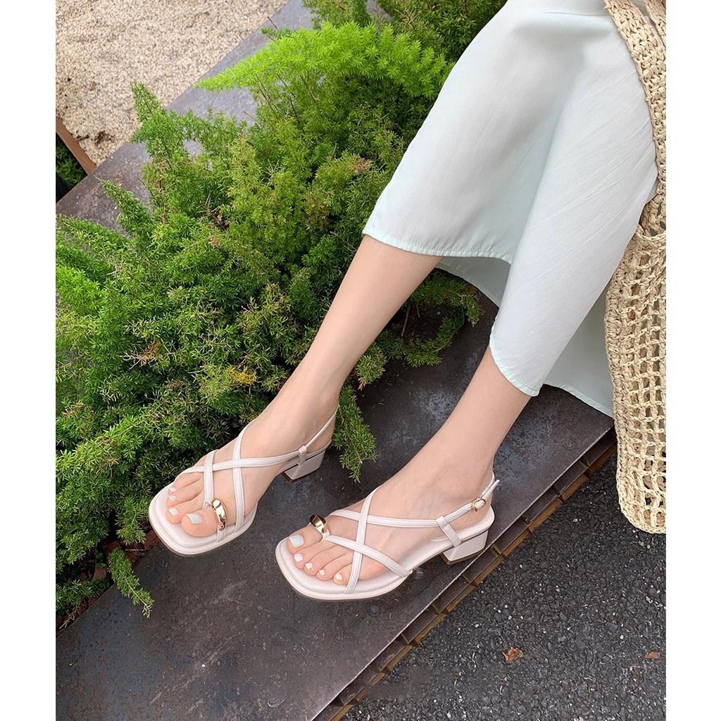 Nhà Máy Duoya Thẳng ~ [Hàng Sẵn Sàng] [] Đồng Minh Đường Phố●Giày Sandal Cao Gót Hở Mũi Đế Bằng Có Dây Cột Thời Trang Cho Nữ Miễn Phí Vận Chuyển