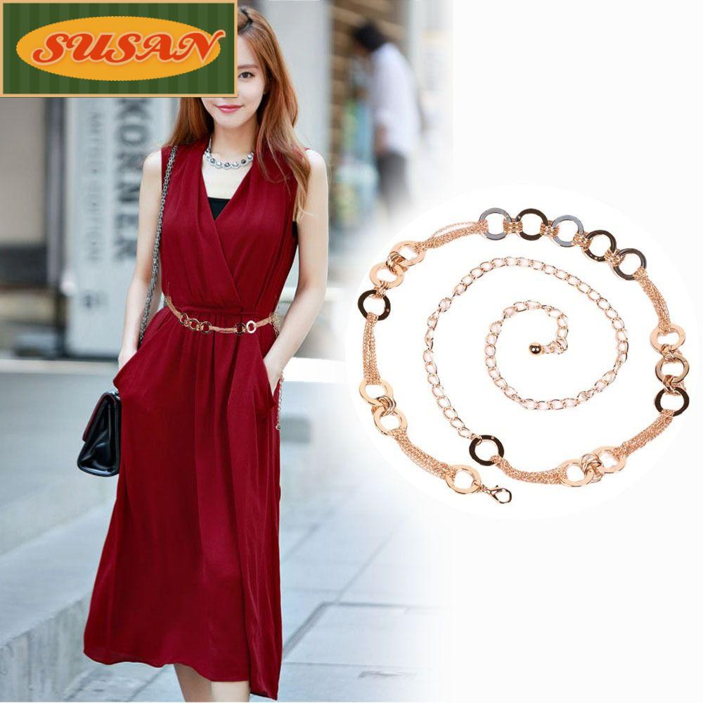 Thắt Lưng Dây Xích Kim Loại Thời Trang Cho Nữ