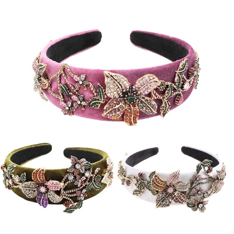 Flgo Băng Đô Cài Tóc Bản Rộng Đính Đá Thời Trang Sang Trọng