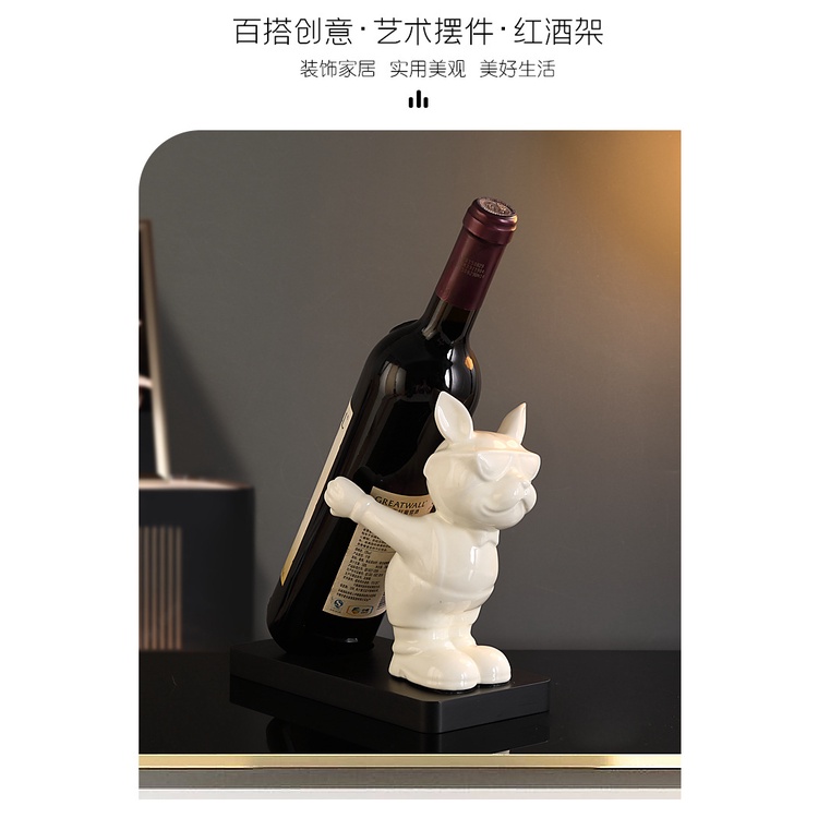 Giá Đỡ Chai Rượu Vang Đỏ Hình Chó Bull Pháp Sáng Tạo Sang Trọng Trang Trí Phòng Khách / Cửa Ra Vào / Tủ Rượu