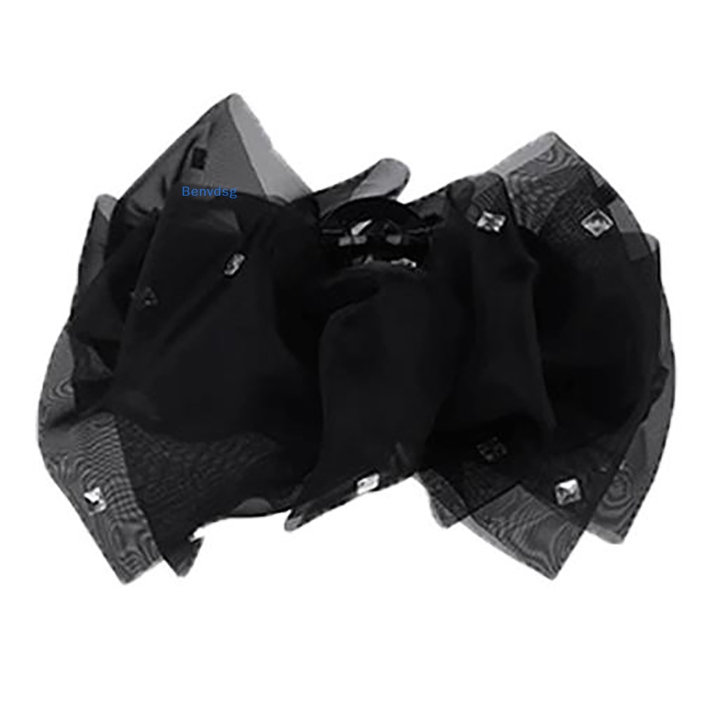 Kẹp Nơ Càng Cua Màu Đen Đính Đá Pha Lê Thời Trang Cho Nữ