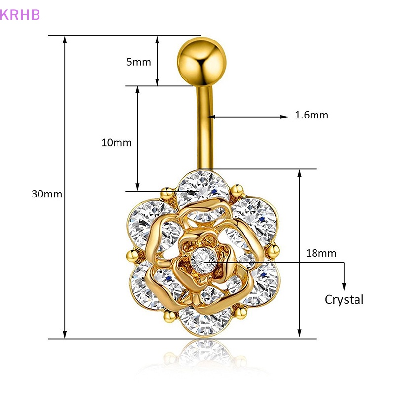 Khuyên Rốn Chất Liệu Thép Không Gỉ Đính Đá Hình Hoa Mới