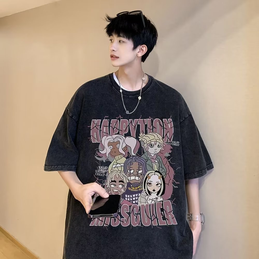 Áo Thun Tay Ngắn Dáng Rộng Phong Cách Đường Phố Mỹ Thời Trang Mùa Hè Cho Nam Giới 5