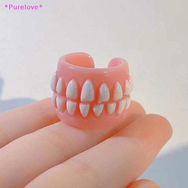 Nhẫn Nhựa Hình Chiếc Răng Sáng Tạo Vui Nhộn Phong Cách Hàn Quốc Cho Nam Và Nữ Mới