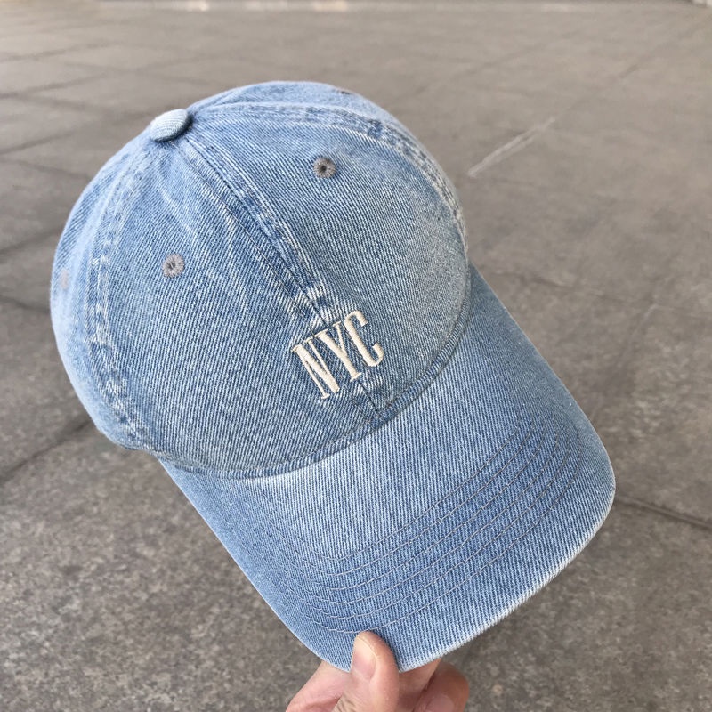 Mũ Lưỡi Trai Denim Thêu Chữ NYC Phong Cách Hàn Quốc Dễ Phối Đồ Thời Trang Xuân Hè Cho Cặp Đôi