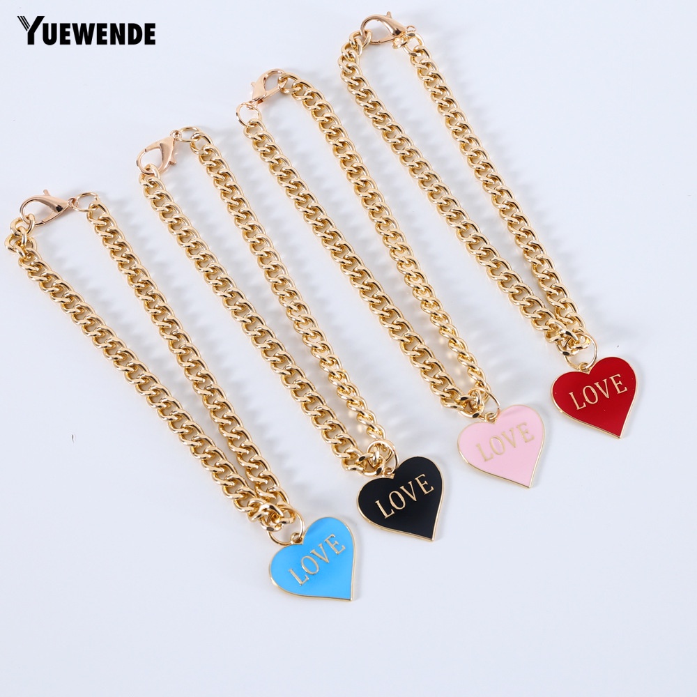 Yq.e Vòng Cổ Xích Chó Bull Pháp Lấp Lánh Không Mài Mòn Phong Cách Hip-Hop Cá Tính Có Mặt Dây Chuyền Trang Trí Trái Tim