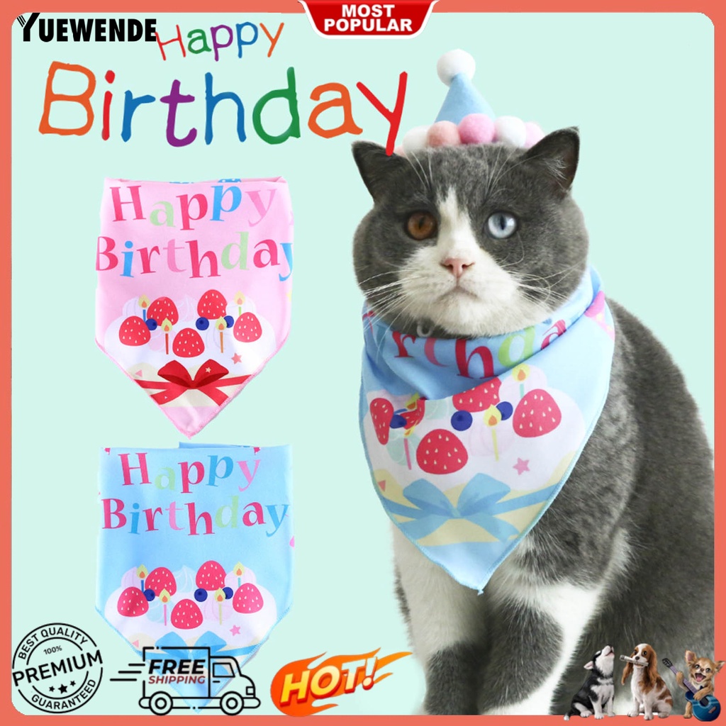 Yq.e Yếm Ăn Tam Giác In Họa Tiết Thời Trang Mềm Mại Dành Cho Cún Cưng / Tiệc Sinh Nhật