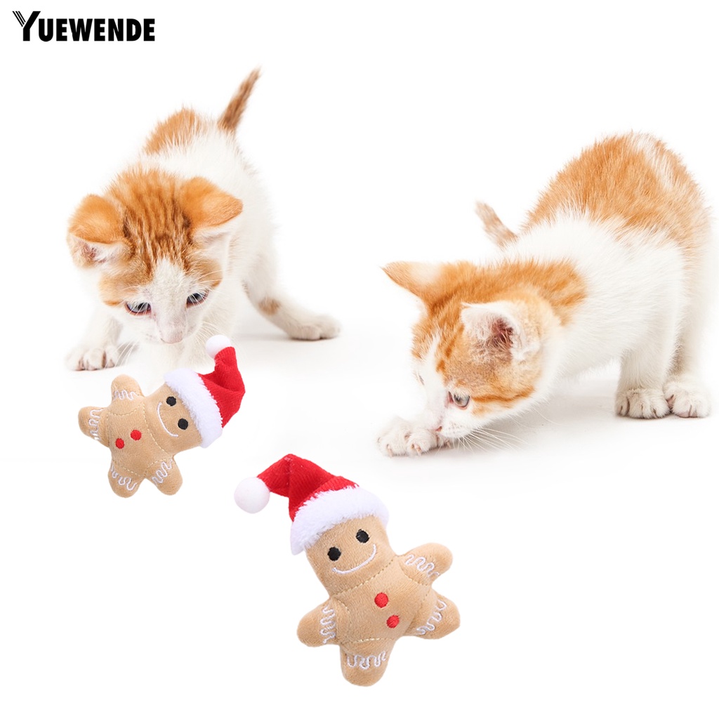 Yq.e Đồ Chơi Thú Nhồi Bông Mềm Mại Thoải Mái Tăng Cường Khả Năng Làm Sạch Răng Miệng Lâu Trôi Hình Bánh Gừng Giáng Sinh Dành Cho Mèo