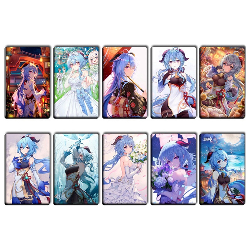 Set 10 Miếng Dán Thẻ Tín Dụng Ngân Hàng Chống Nước In Hình Anime Genshin Va Chạm