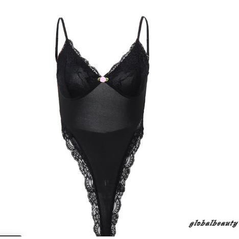 Áo Liền Quần Hai Dây Phối Ren Cổ Chữ V Gợi Cảm Cho Nữ