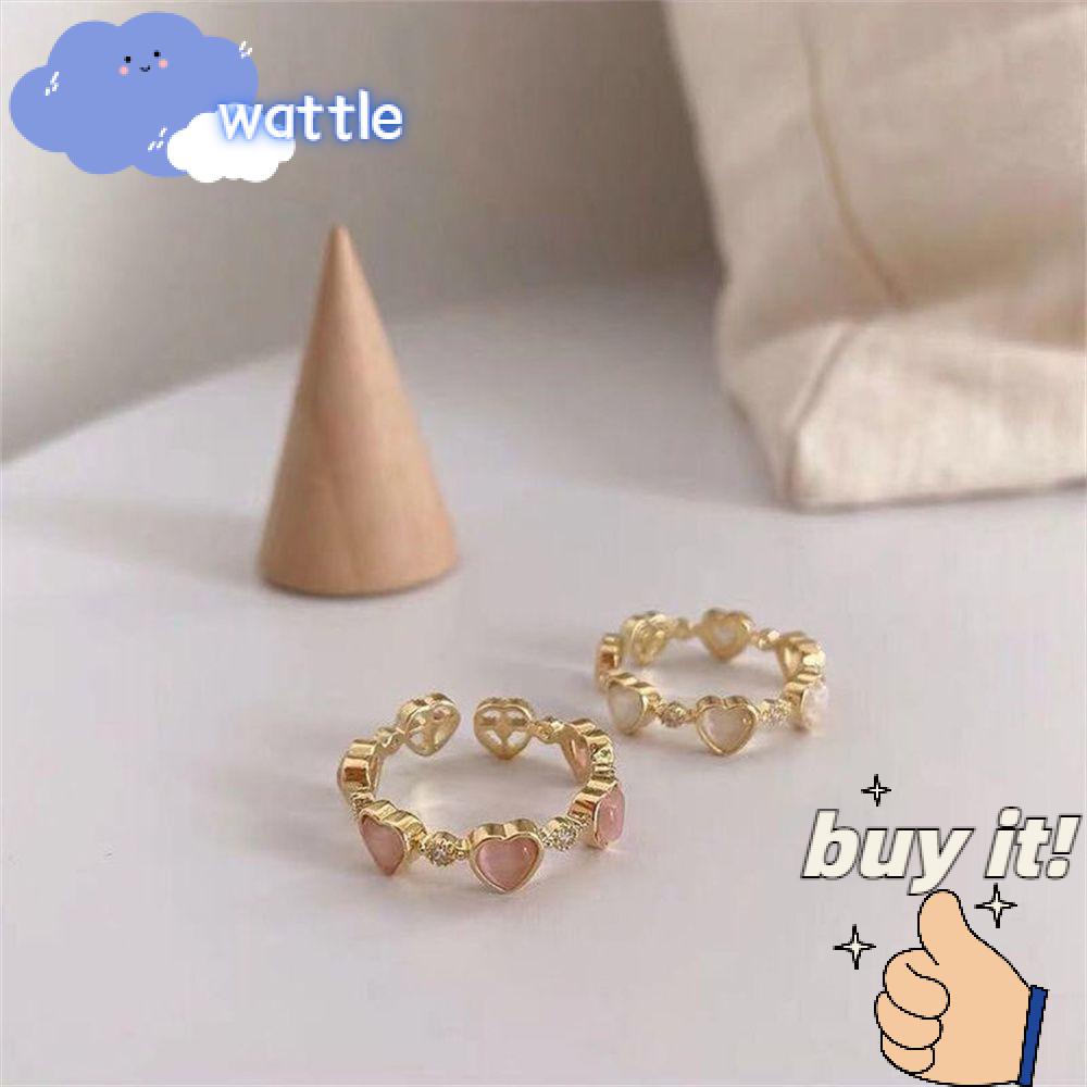 Nhẫn Hở Hình Trái Tim Bằng Đồng Đính Đá Opal