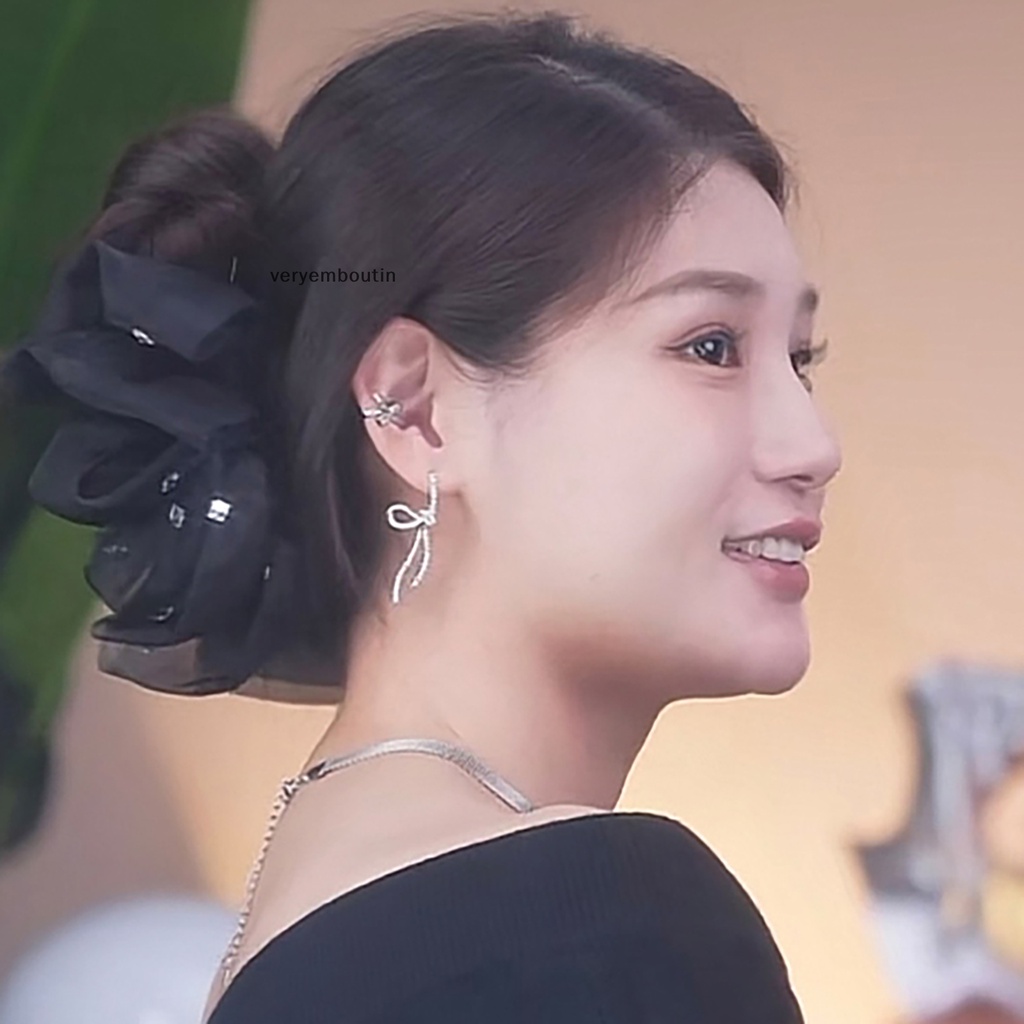 Kẹp Tóc Càng Cua Lớn Bằng Vải Màu Đen Đính Kim Cương Pha Lê Thời Trang Dành Cho Bạn Nữ n