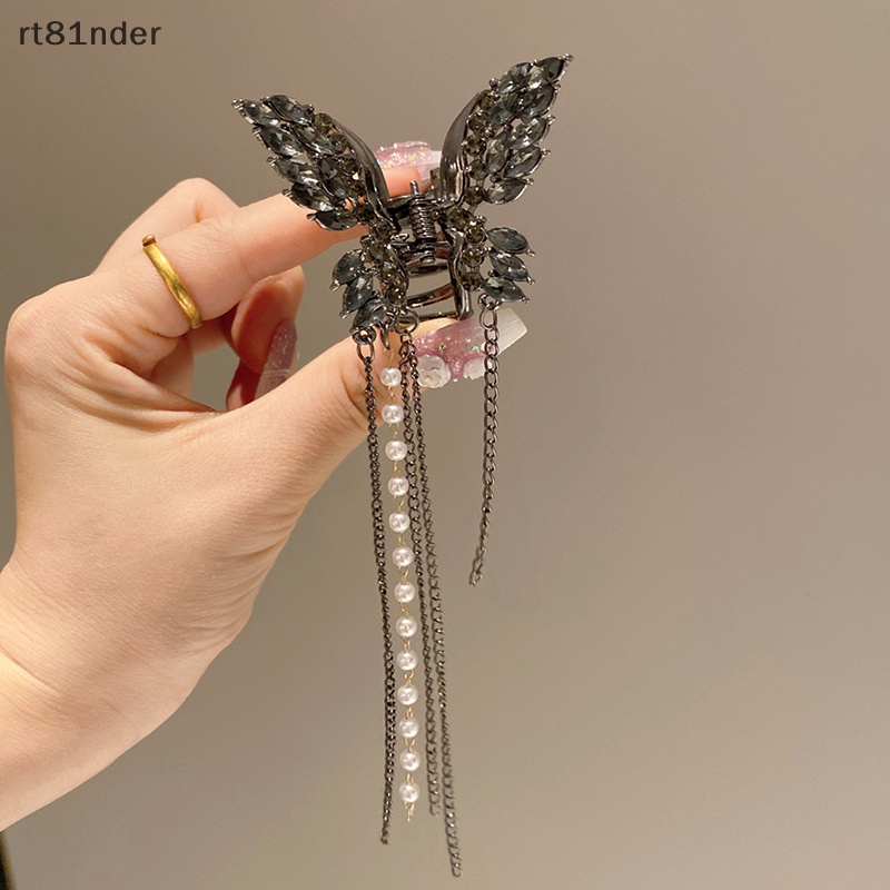 Rt Kẹp Tóc Hình Bướm / Cá Mập Đính Ngọc Trai Giả Bằng Hợp Kim Phong Cách Hàn Quốc Đơn Giản Cho Nữ