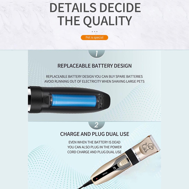 Tông đơ cạo cắt lông cho chó mèo Hàng Full Box - Kèm 8 phụ kiện - Bảo hành uy tín