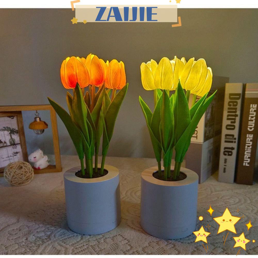 Đèn Ngủ 24 Bóng Hình Hoa Tulip Có Thể Sạc Lại Tiện Dụng