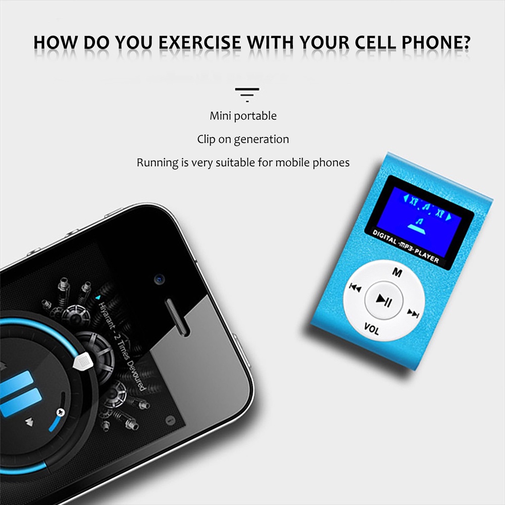 VIRWIR Máy Nghe Nhạc MP3 Mini Vỏ Kim Loại Hỗ Trợ Thẻ Nhớ Micro SD TF 32GB