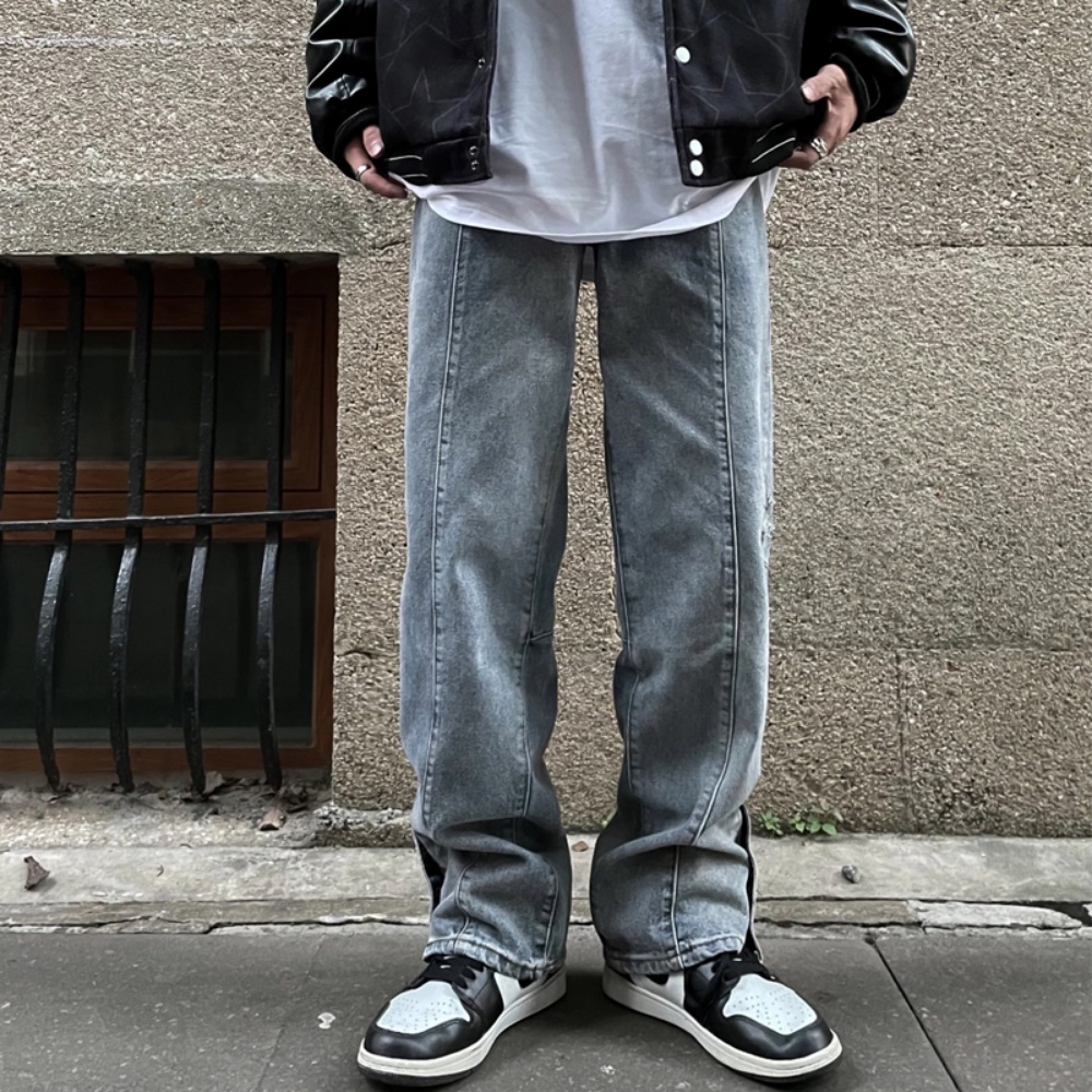 Quần Denim Ống Rộng Thêu Họa Tiết Phong Cách hiphop Đường Phố Mỹ