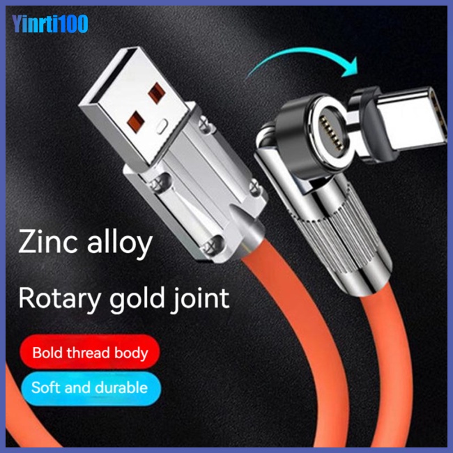 Cáp Sạc Nhanh Yinrti 120W 6A 180 Độ Type c / android Cho Xiaomi Huawei