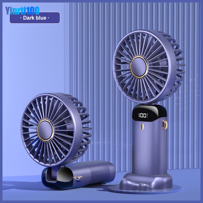 Quạt Điện Mini Cầm Tay 5 Tốc Độ Gấp Được Màn Hình Led Kỹ Thuật Số Kèm Dây Sạc Usb Tiện Dụng