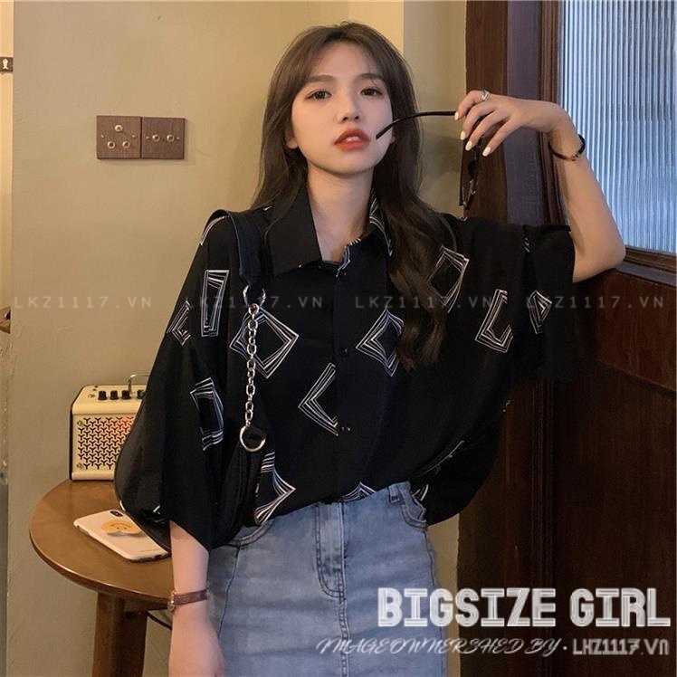 áo sơ mi nữ form rộng kiểu Bigsize tay ngắn cổ bẻ vintage mùa hè Phong cách Hàn Quốc Thời Trang tiểu thư cá tính xinh đẹp bigsizegiaree