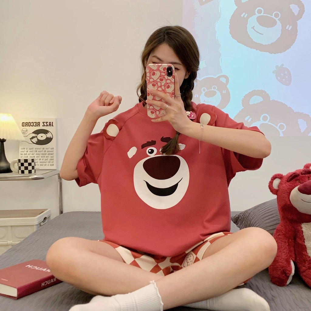 Bộ Đồ Ngủ Ngắn Tay Họa Tiết Hoạt Hình Xinh Xắn Theo Phong Cách Mùa Hè Dành Cho Nữ