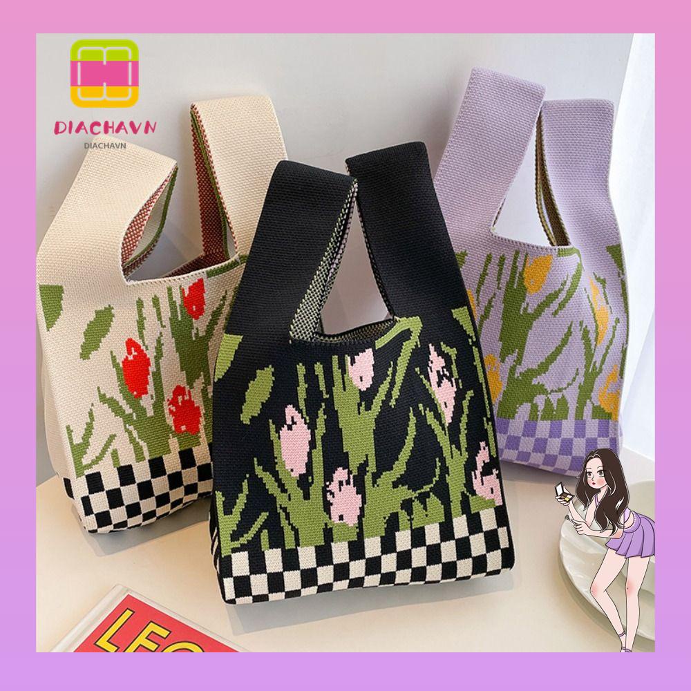 Túi Xách Mua Sắm Đeo Vai Mini Họa Tiết Hoa Thắt Nút