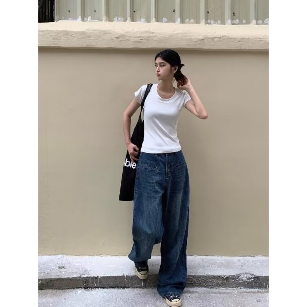 Quần Jean Ống Rộng Thời Trang Mùa Hè Phong Cách Mới 2022 Cho Nam Và Nữ