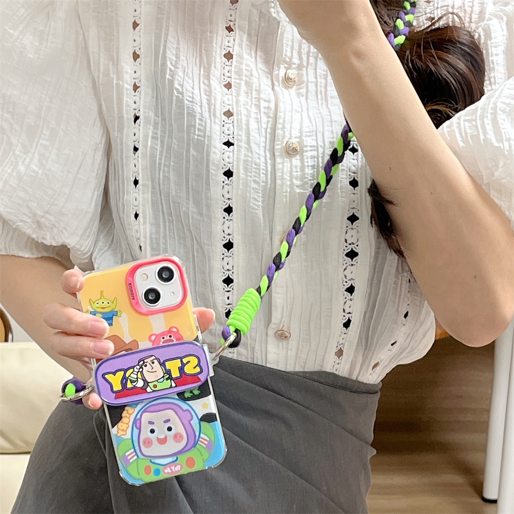 Ốp Điện Thoại TPU Mềm Trong Suốt In Hoạt Hình Toy Story Có Dây Đeo Chéo Cho iPhone 14 13 12 11 Pro Max