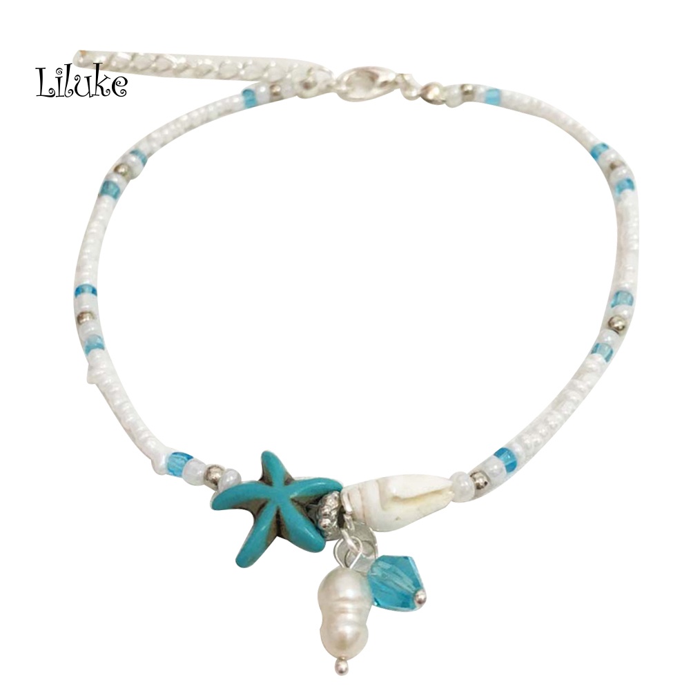 Lắc Chân Hợp Kim Trang Trí Vỏ Sò Và Sao Biển Đính Đá Thời Trang Cho Nữ