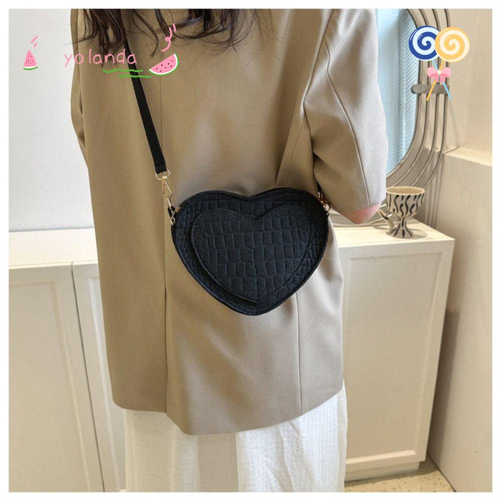 Túi Xách Bằng Vải Nỉ Thiết Kế Hình Trái Tim Màu Đỏ Hồng Kaki Phong Cách Retro Đơn Giản Dành Cho