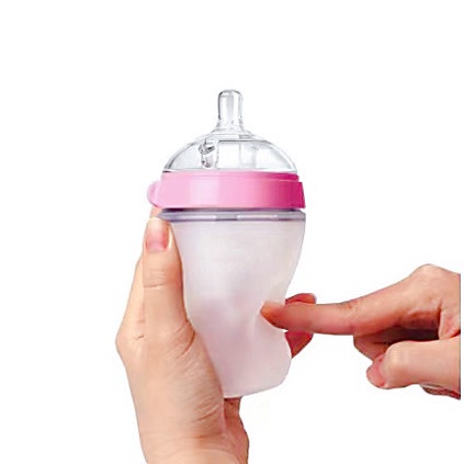 Bình Sữa Bằng Silicon Mềm Tự Nhiên Kháng Khuẩn Có Tay Cầm Và Ống Hút Cho Bé