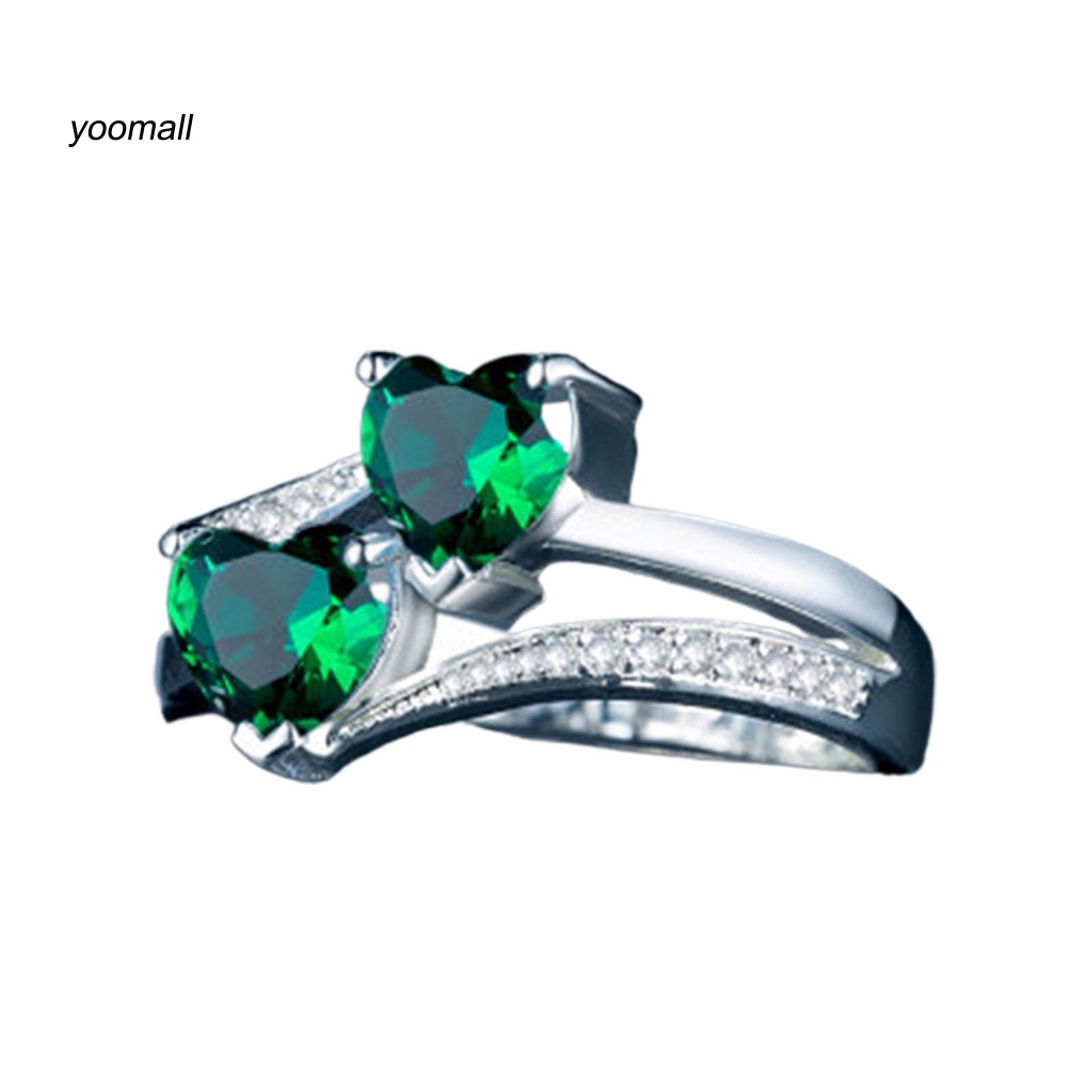 Nhẫn Hình Trái Tim Đôi Đính Đá Zircon Lấp Lánh Thời Trang Dự Tiệc Cho Nữ