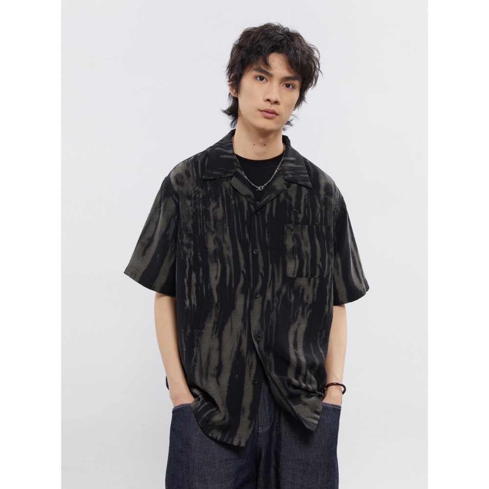 Opicloth / opic 22SS Áo Sơ Mi Ngắn Tay Nhuộm Màu Phong Cách Retro Nhật Bản Cao Cấp Cho Nam