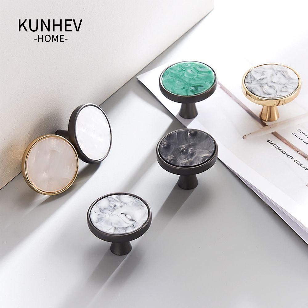 KUNHEV Set 2 Tay Nắm Ngăn Kéo Tủ Họa Tiết Đá Hoa Cương Trang Trí Nội Thất