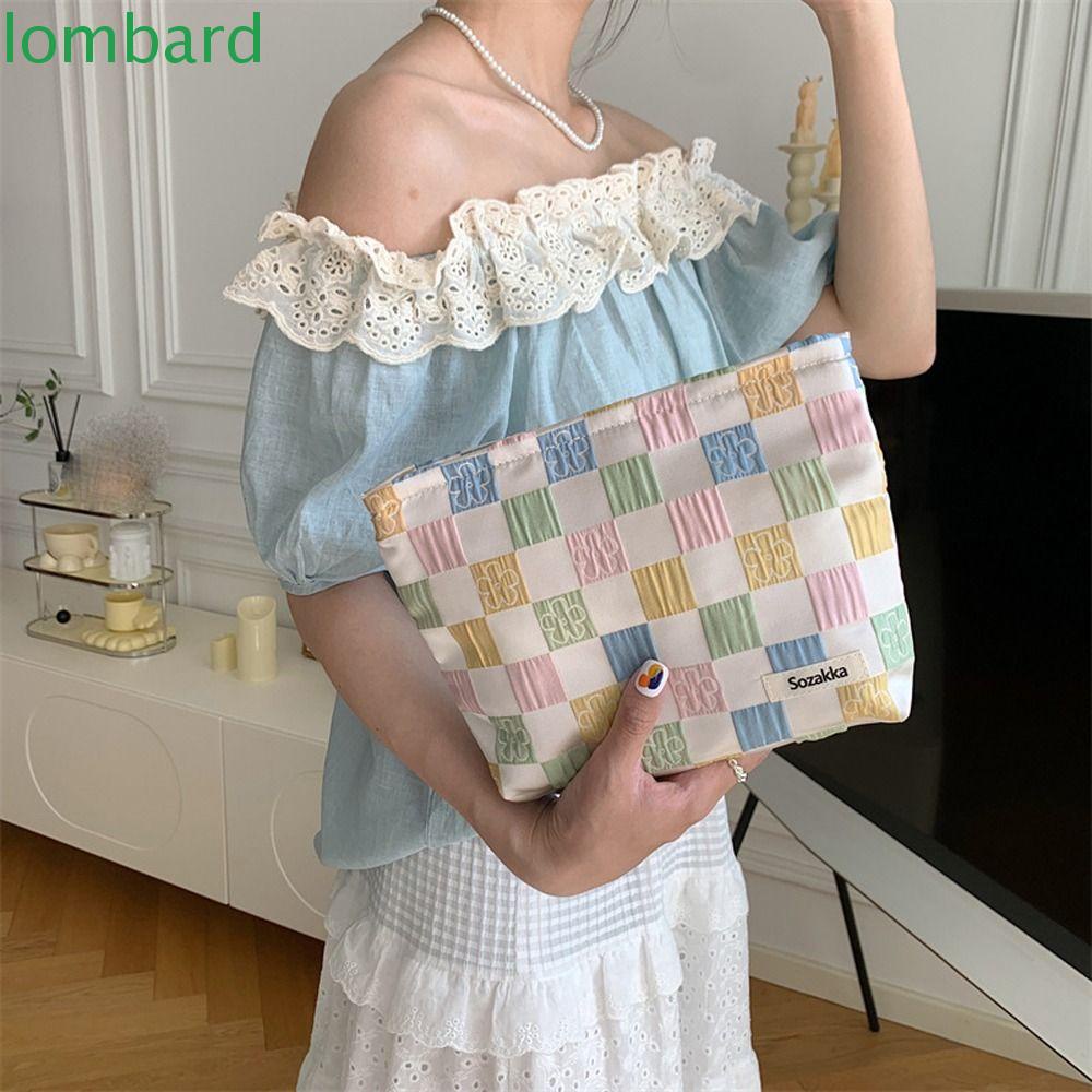 Túi Xách Canvas Họa Tiết Sọc Caro Sức Chứa Lớn Thời Trang Cho Nữ