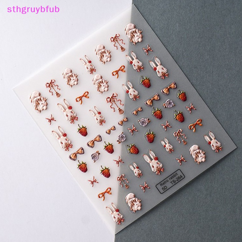 Miếng Dán Trang Trí Móng Tay 5D Hình Thỏ Đáng Yêu DIY