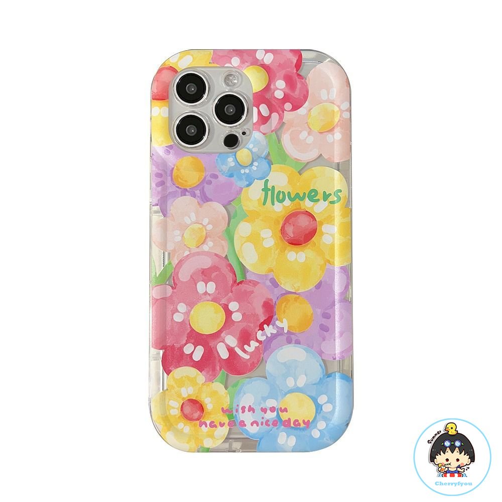Ốp Điện Thoại TPU Mềm Dày Chống Sốc Họa Tiết Hoa Graffiti Cho IPhone 11 12 13 14 Pro Max